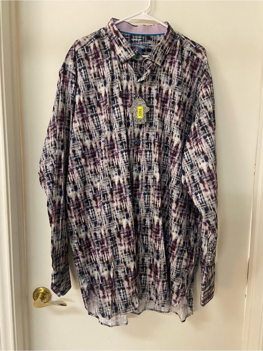NWT Luchiano Visconti Black 3XLT Multicolor Button Down Men’s Big & Tall Cotton